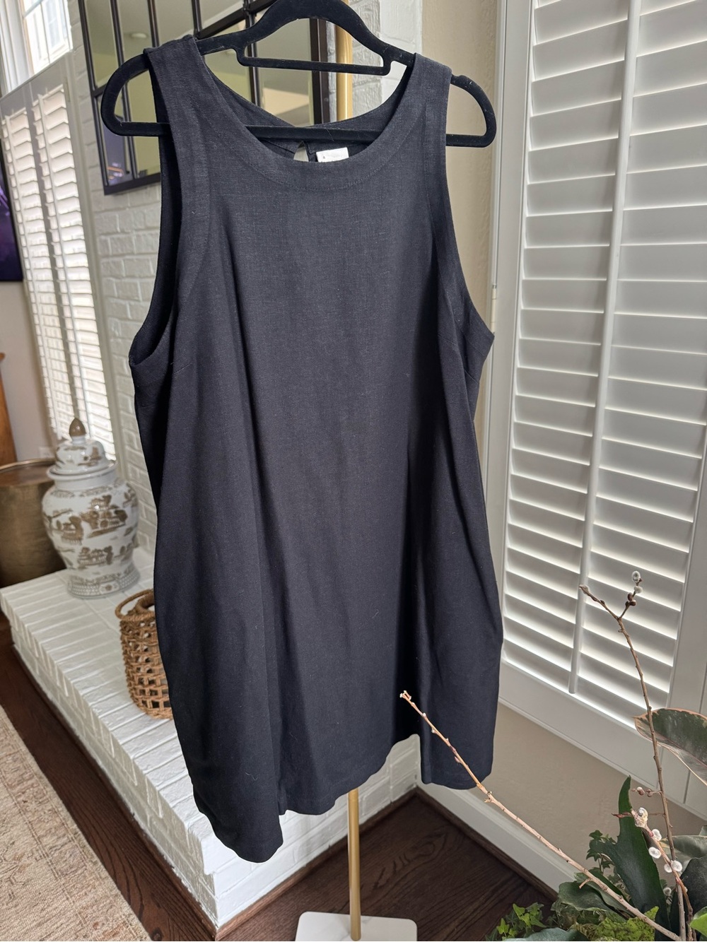 A New Day Linen Shift Dress Emerald Green